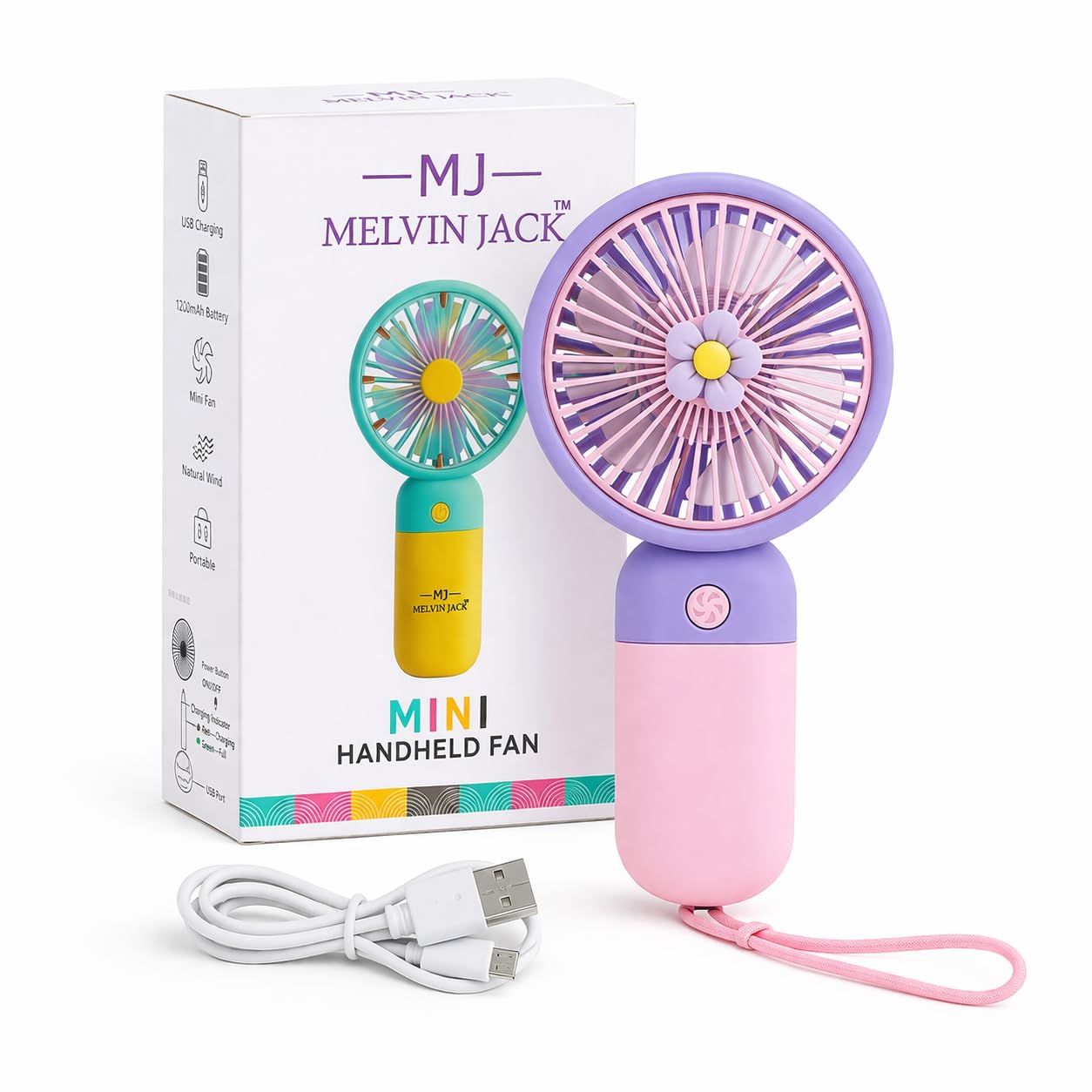 Melvin Jack Mini Handheld Fan | USB Rechargeable Portable Fan