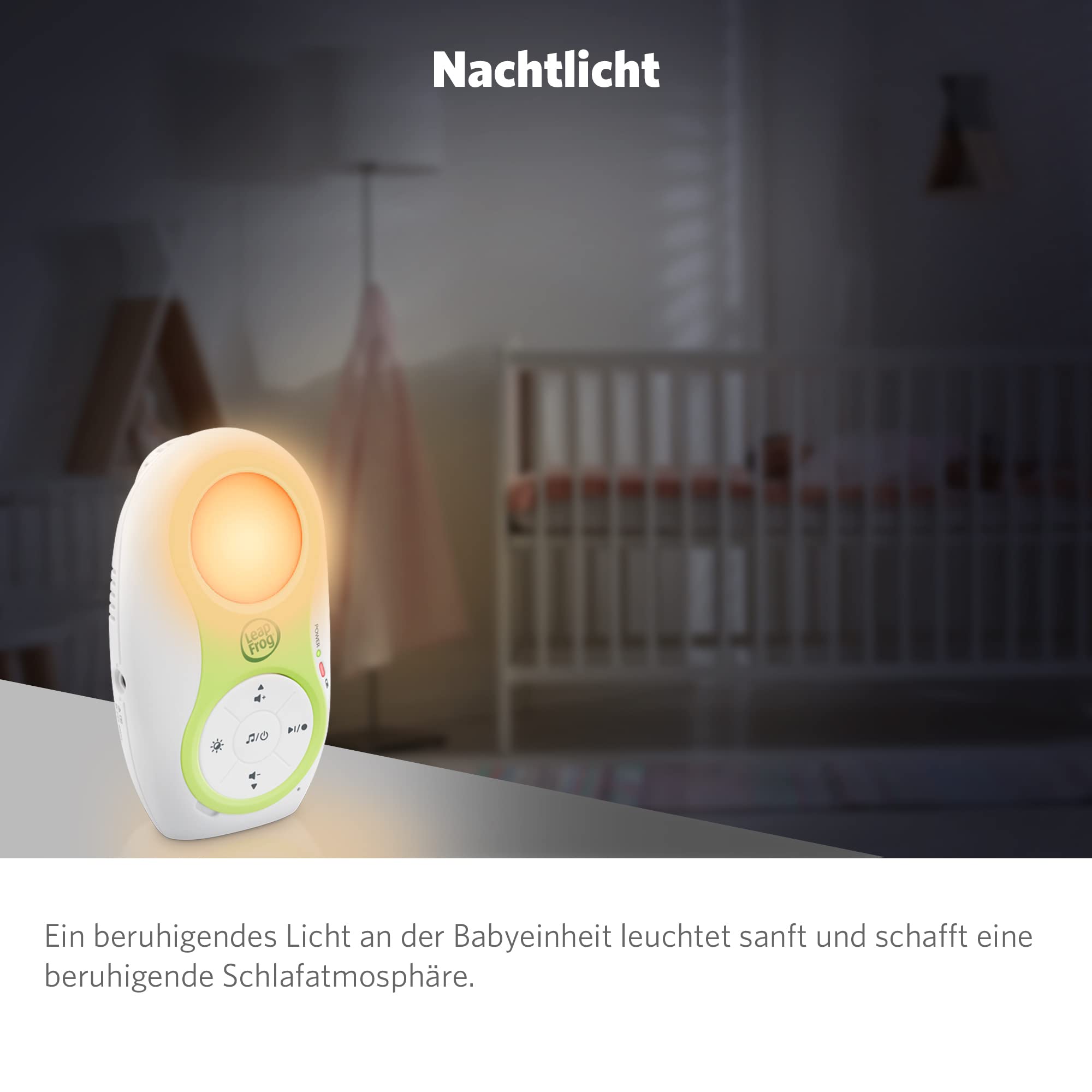 LeapFrog LF80 Audio Baby Monitor, Digital Technology, Long Range, Temperature Sensor, Memory Function, Noise Indicator, Soothing Sound, Night Light, Voice