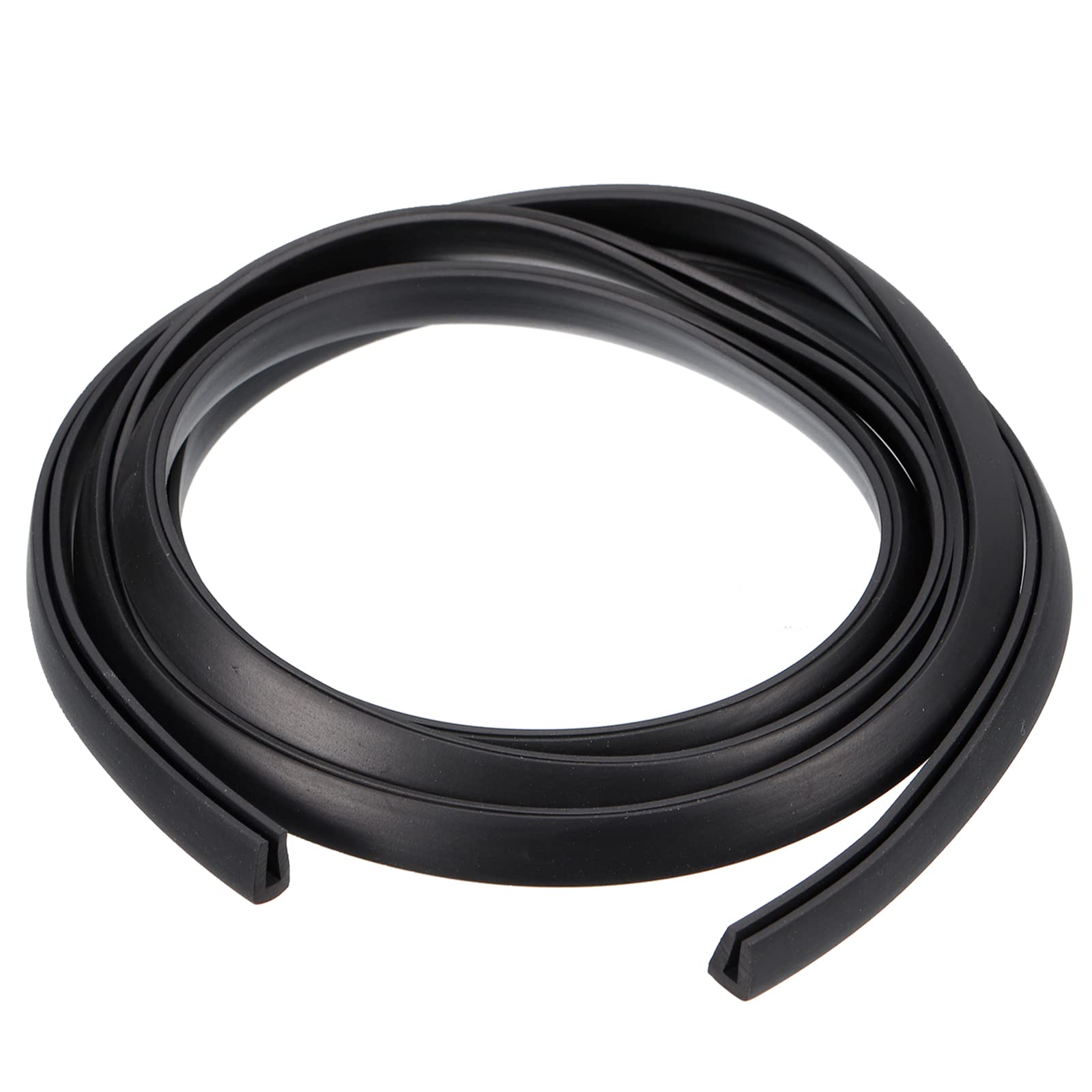 sourcing mapU Channel Edge Trim, 4.9ft Length Rubber Guard Seal Strip Edge Protector Flat Fit for 2.5-3mm Edge, (9/32" W x 25/64" H) Black