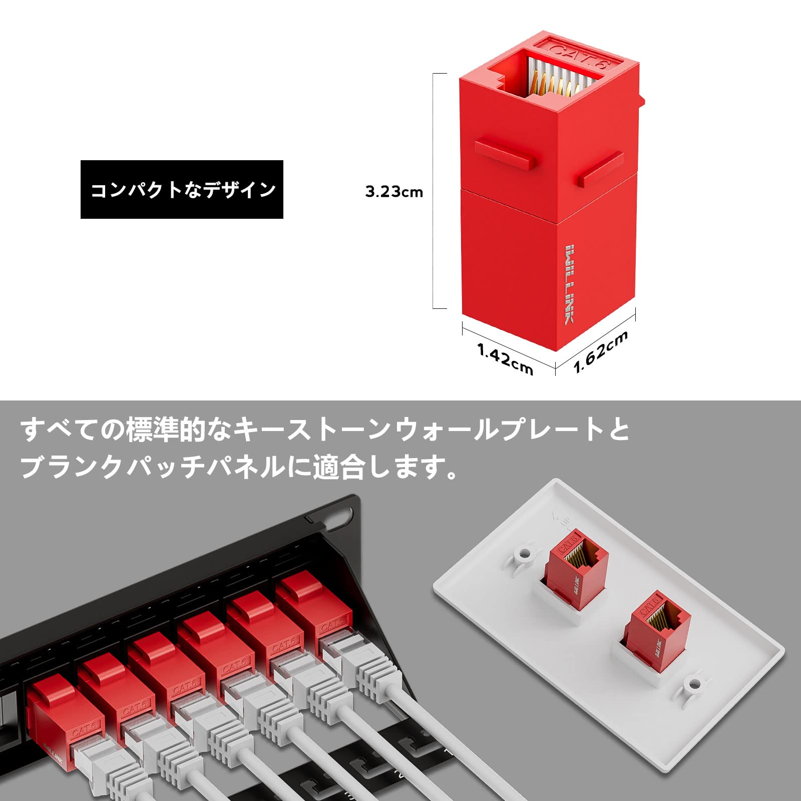 Amazon.co.jp: Iwillink RJ45 Cat6 キーストーンカプラー LAN ケーブル 