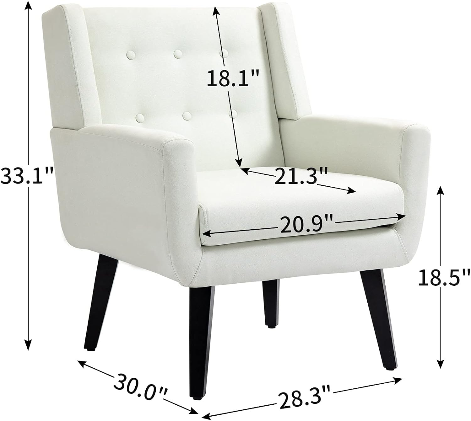 AVAWING Set of 2 Morden Accent Chair, Mid-Century Modern Upholstered Sofa Chair with Rubber Wood Legs, Comfy Linen Fabric Armchair for Living Room, Bedroom, Office (White) : Home & Kitchen