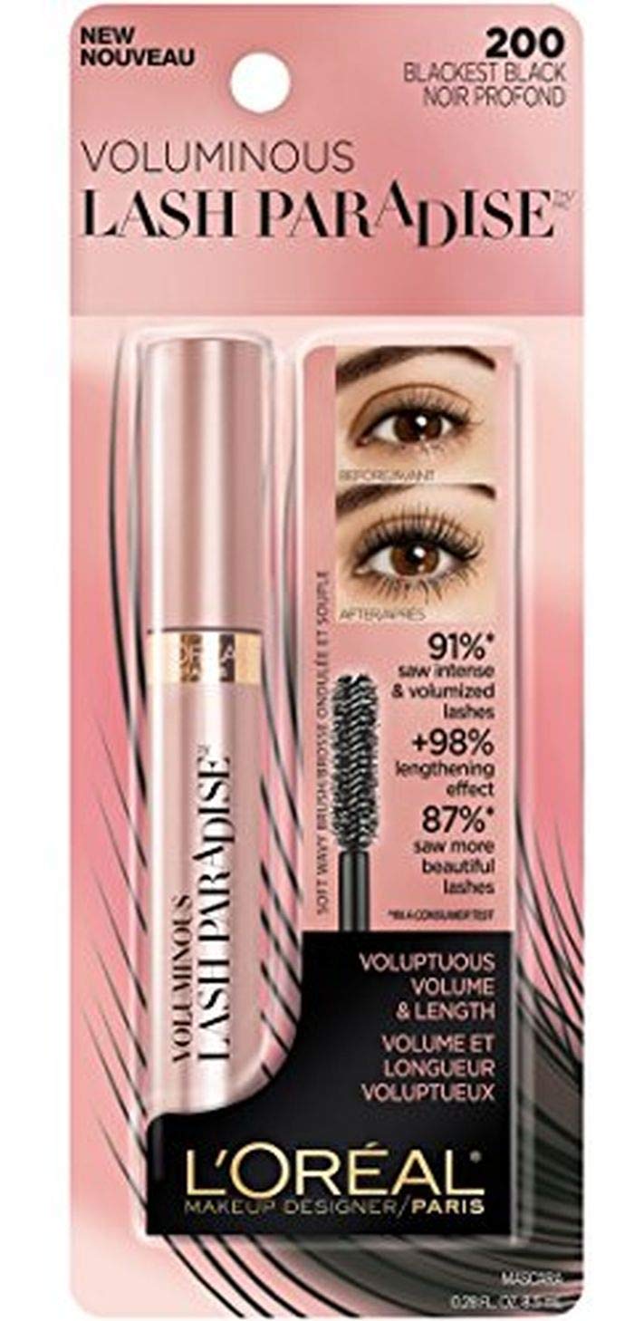 L’Oréal Paris L'OrEal Makeup Voluminous Lash Paradise Mascara, Blackest Black, 0. 28 fl. oz.