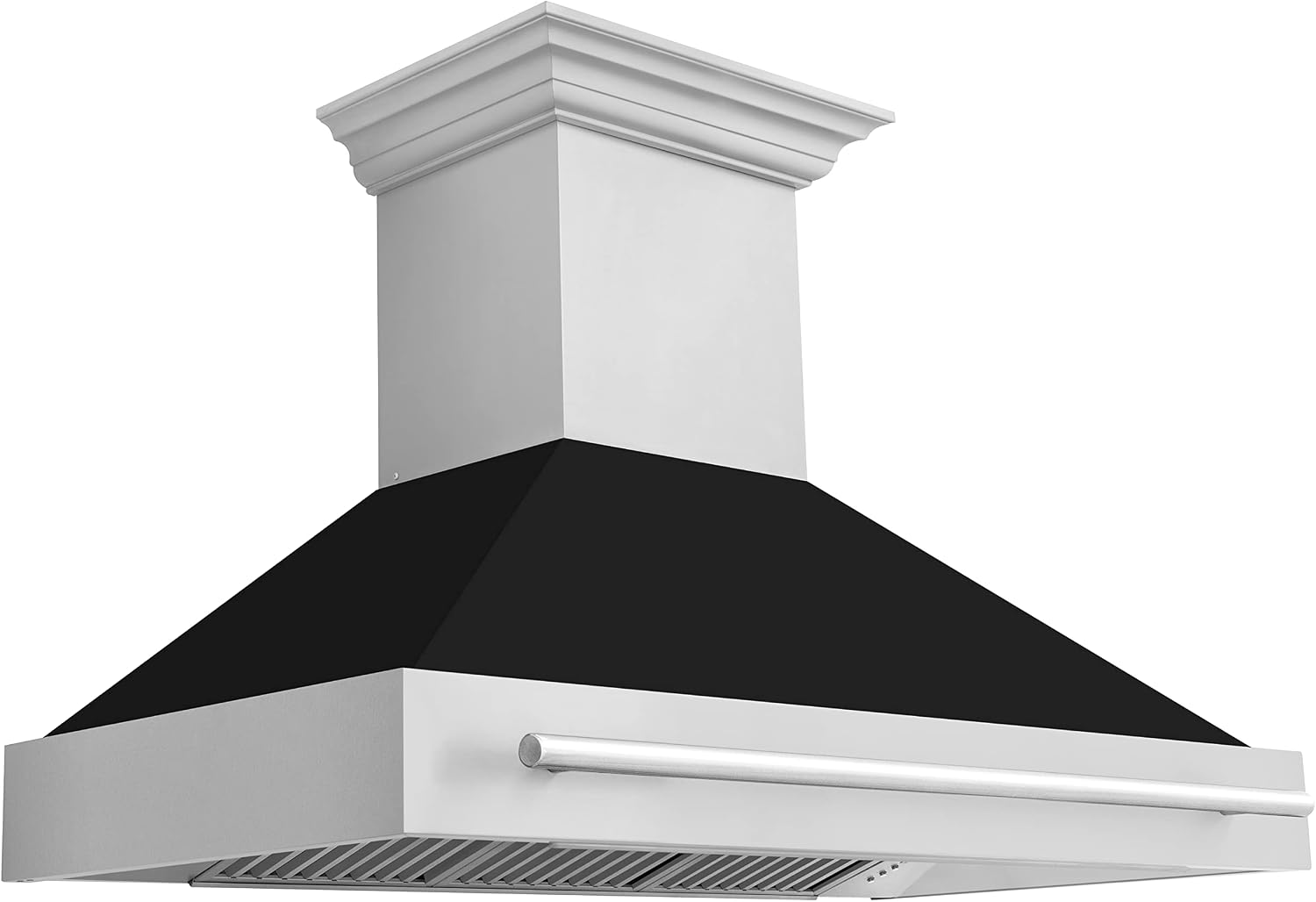 ZLINE 48" Stainless Steel Range Hood with Black Matte Shell and Stainless Steel Handle (8654STX-BLM48)