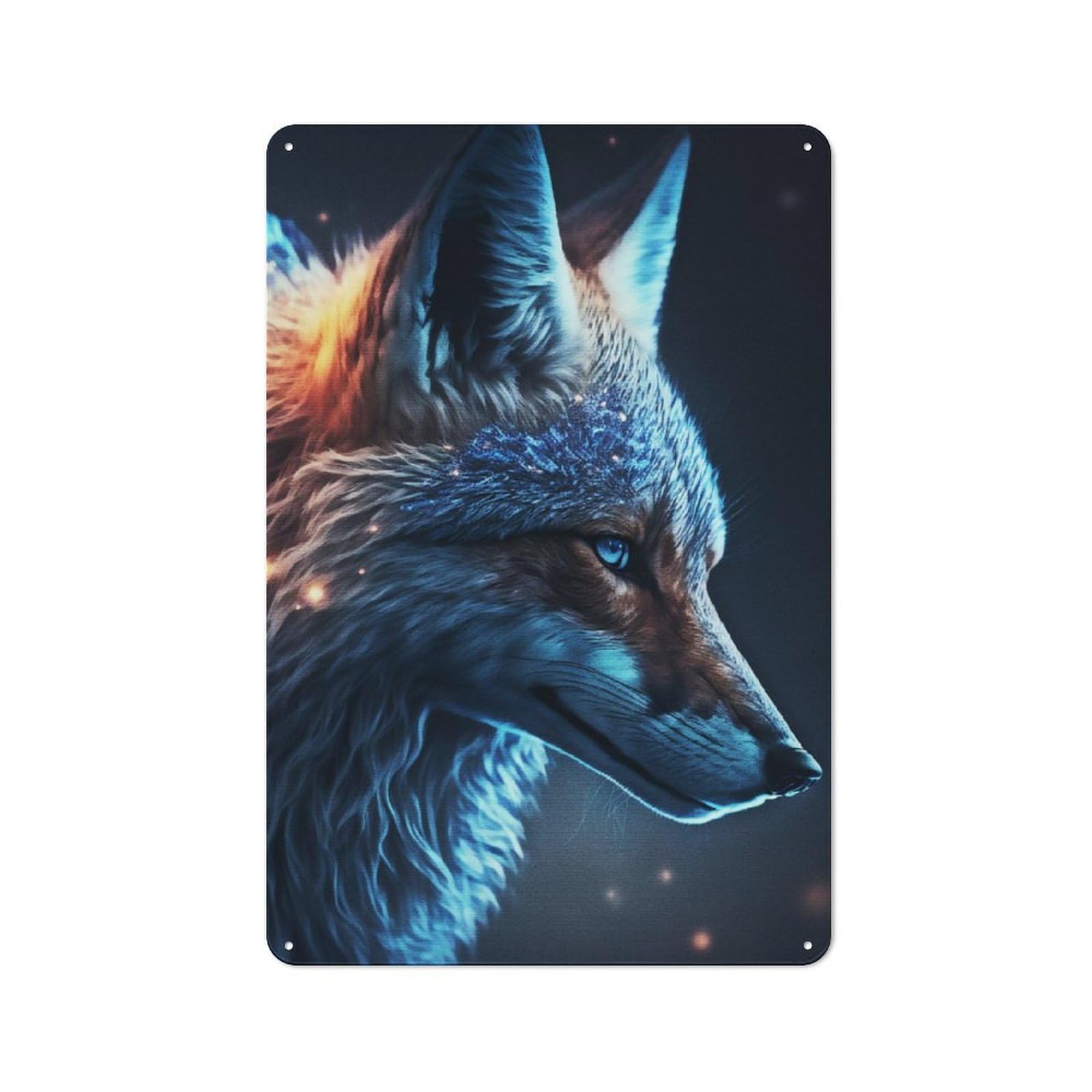 Junmoney Paint Fox For Lounge Or Reading Corner, Rustic Tin Sign 30X20cm, For An Autumn Update To Lounge And Reading Corner
