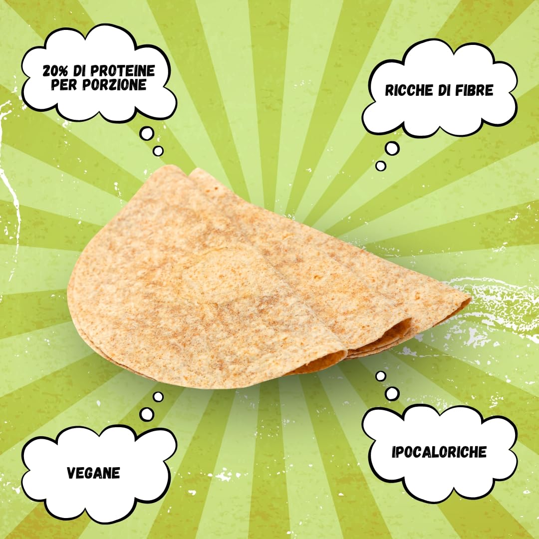 NÄTOO Tortillas proteiche ideali per diete ipocaloriche - 20% Proteine - Perfette per Sportivi - Piadine Proteiche per la dieta ipocalorica e iperproteica - Confezione da 8 piadine Vegan
