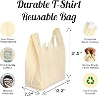 Vista 2 de Simply Cool Bolsas reutilizables ecológicas para camisetas de comestibles de 21.5 x 12.2 x 7.2 pulgadas, 2.12 oz/m², duraderas y lavables