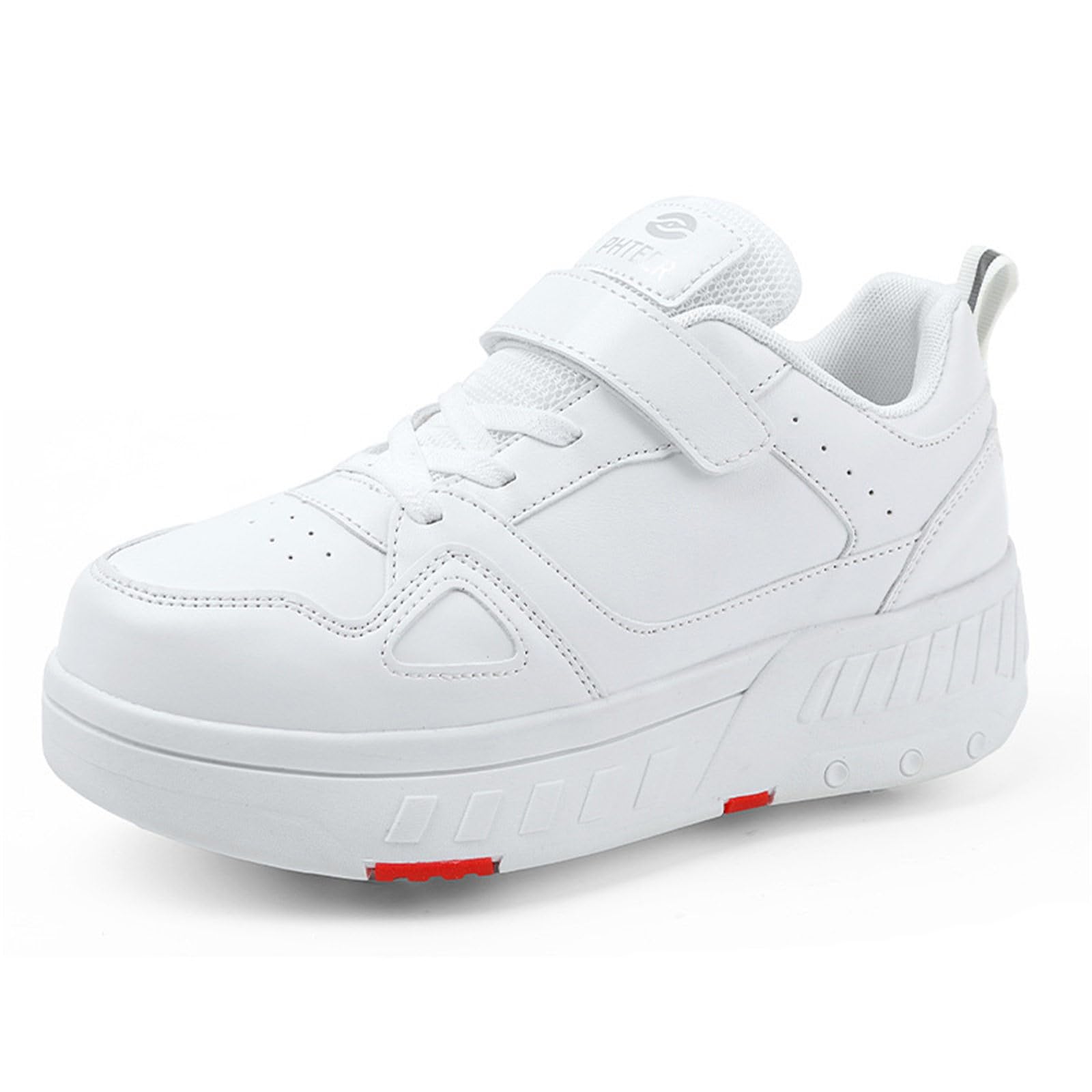 Mateju Chaussures à roulettes Fille Garçon Patins à roulettes Rétractable Enfant avec 4 Roulette, Multicolore 2 en 1 Chaussures de Skateboard Réglables Adolescents pour Femme Homme