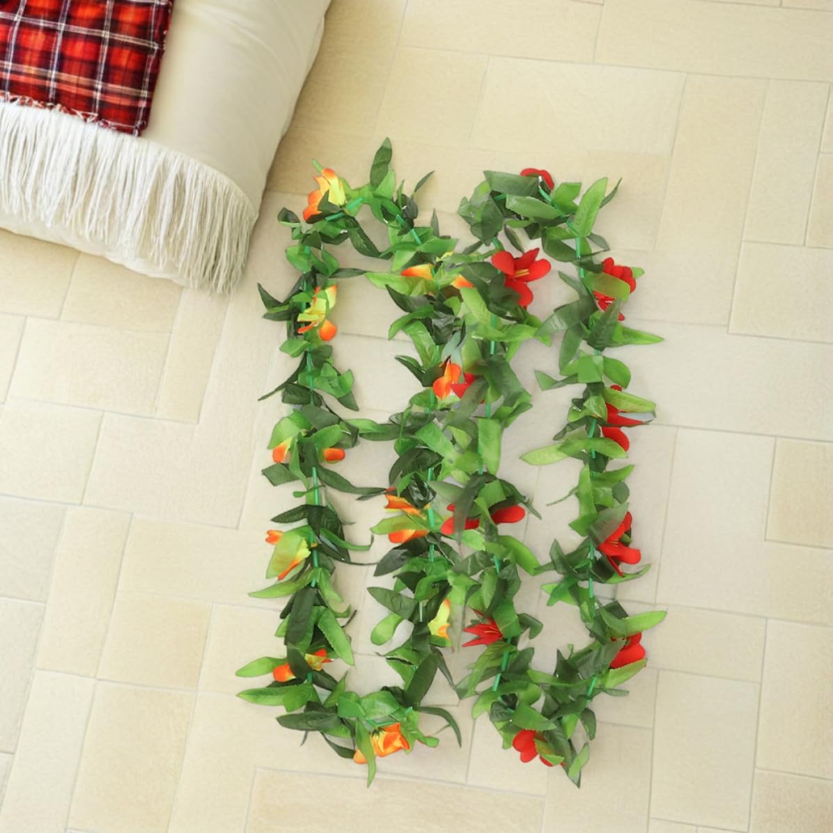 iplusmile Guirnalda Hawaiana de Flores Verde para Celebracion Verano 12 Piezas, Ligera y Reutilizable, Adecuado para Fiestas Temáticas Playa o Reuniones Tropicales
