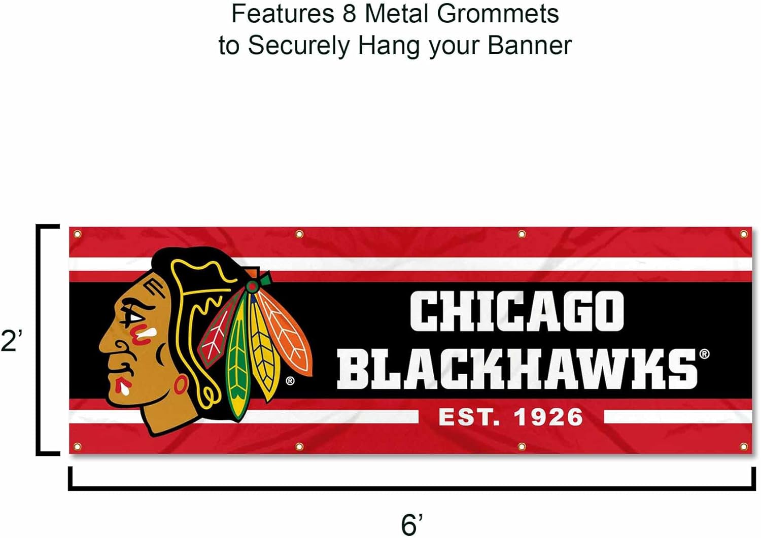 WinCraft Chicago Blackhawks Large 2x6 Foot Banner - Image 3