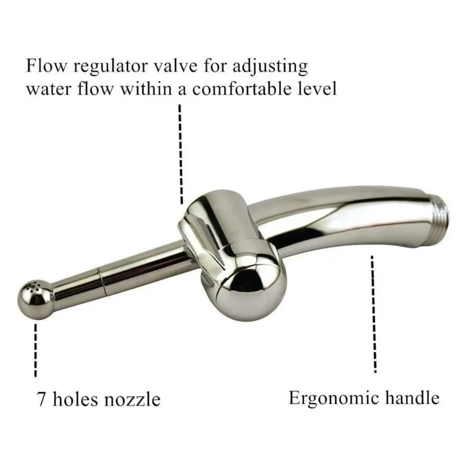 Utensilios de limpieza for instrumentos de salchicha larga con enjuague anal trasero de crisantemo, cabezal de lavado for baño de asiento personal(Sliver 1Set)