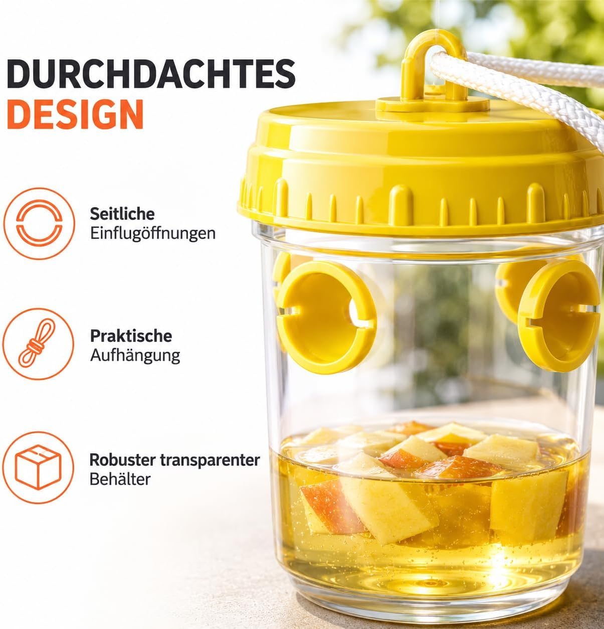 Piège à guêpes – Piège à mouches et répulsif efficace pour l'extérieur – Moyen contre les guêpes – Pour jardin, balcon et extérieur (15 x)