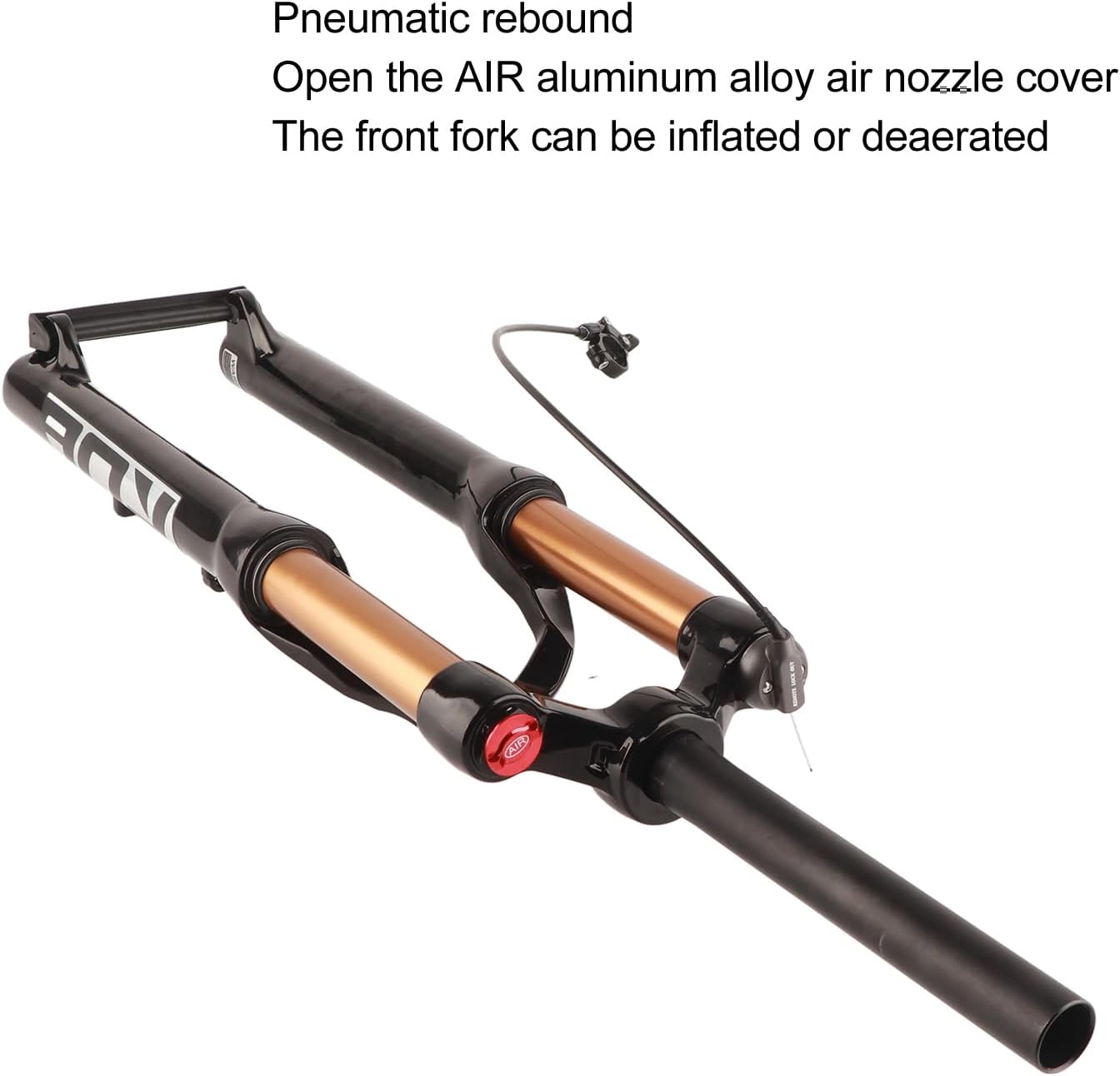 VBESTLIFE 24 Inch 135mm Air Suspension Fork, Adjustable Front Fork Shock Absorb Quick Release Wire Control Suspension Fork for Mountain