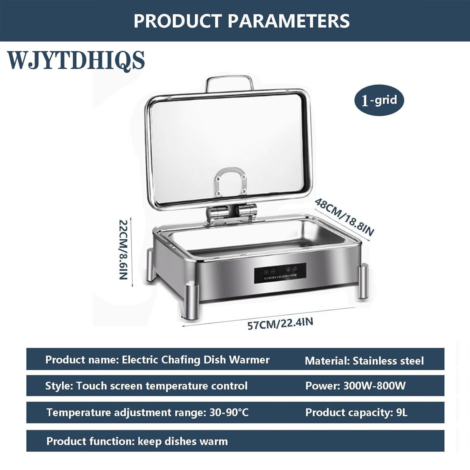 Contenitore Scalda Cibo Professionale con Coperchio in Vetro(0-85℃), Scaldavivande Elettrico, Temperatura Regolabile Acciaio Inox Chafing Dish Buffet, Temperatura Regolabile