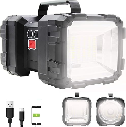 Miniatura 1 de Linterna LED recargable, foco LED, gran capacidad de potencia, 15000 lúmenes, 20 horas, ultra larga, 7 modos de luz, luz de trabajo de campamento,