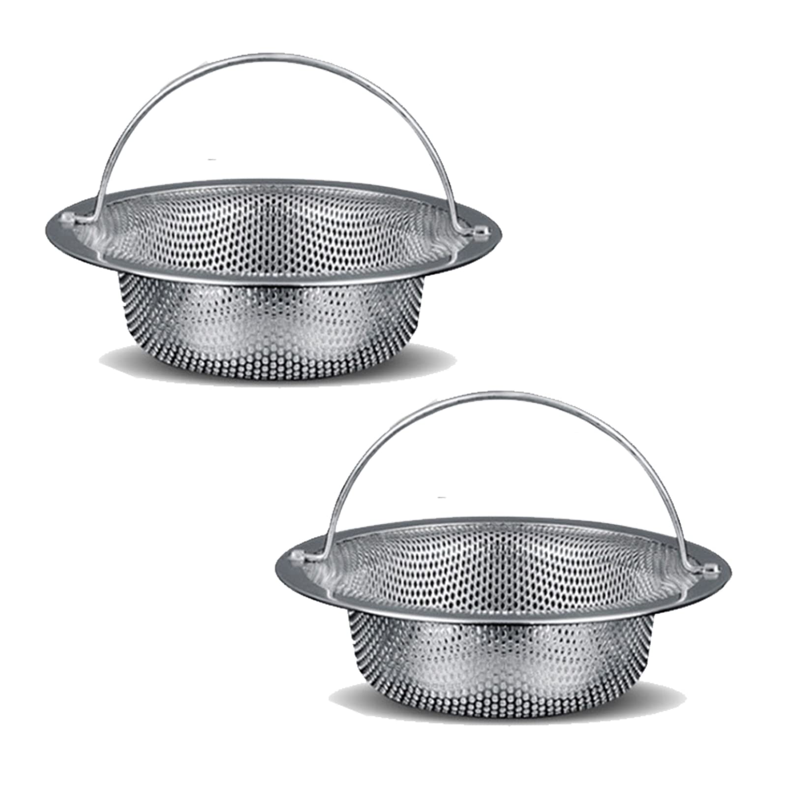 2 Pezzi Filtro Lavello Cucina Acciaio Inossidabile Filtro Lavello con Manico per Bagno Vasca Doccia Cucina Tappo di Scarico Trattiene Capelli Strainer（11 x 8 x 2 cm）