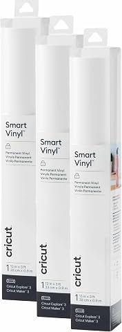 Cricut Akıllı Kalıcı Vinil, Beyaz, 3'lü Paket 3 Ayak Rulosu (33 x 91 cm) Yapışkan El İşi Vinil - Maker 3 ile 12 fit'e kadar kesimler için Matsız Kesim / 3 Makineyi Keşfedin