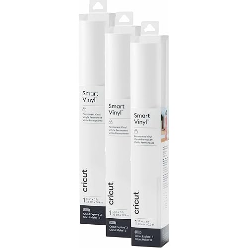 Cricut Smart Permanent Vinyl, White, 3-Pack of 3ft Rolls (13"x36") Adhesive Craft Vinyl - Matless Cutting for cuts up to 12ft with Maker 3 / Explore 3 Machines