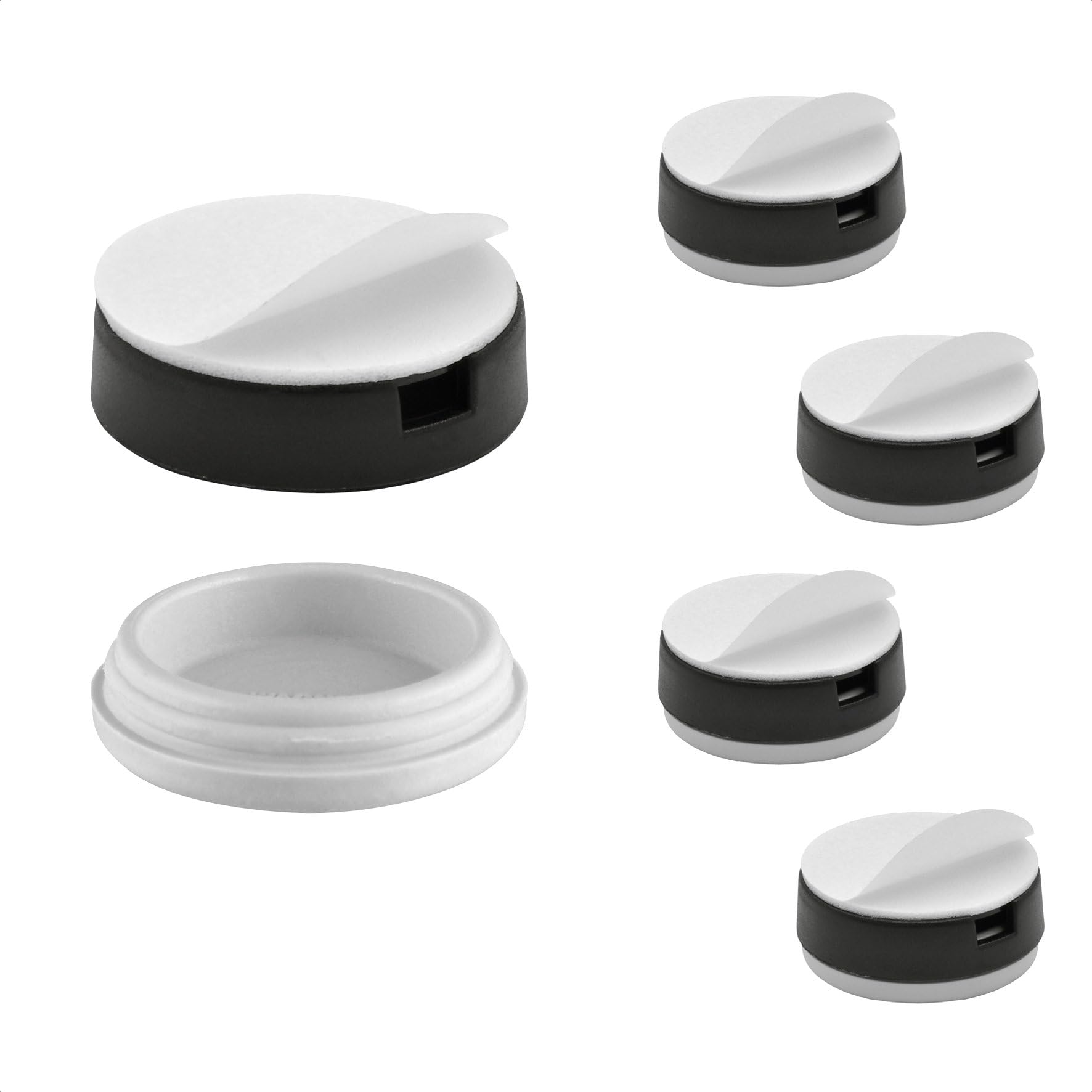 Wagner QuickClick® Kunststoffgleiter Möbelgleiter Stuhlgleiter 4er-Set zum Kleben - 4X Basis+Klebepad+Gleiteinsatz austauschbar - Kunststoff Hyper - Durchmesser Ø 25 mm - Made in DE - 15830800