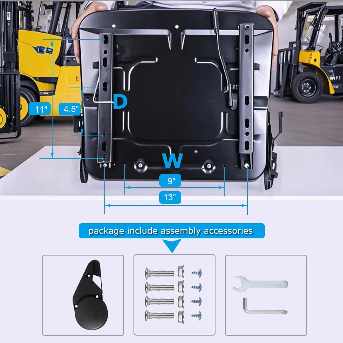 Lawn Mower Seat,Universal Tractor Seatwith Adjustable Backrest,Armrest And Safety Belt, for Forklift,Tractor,Excavator Skid Loader Dozer