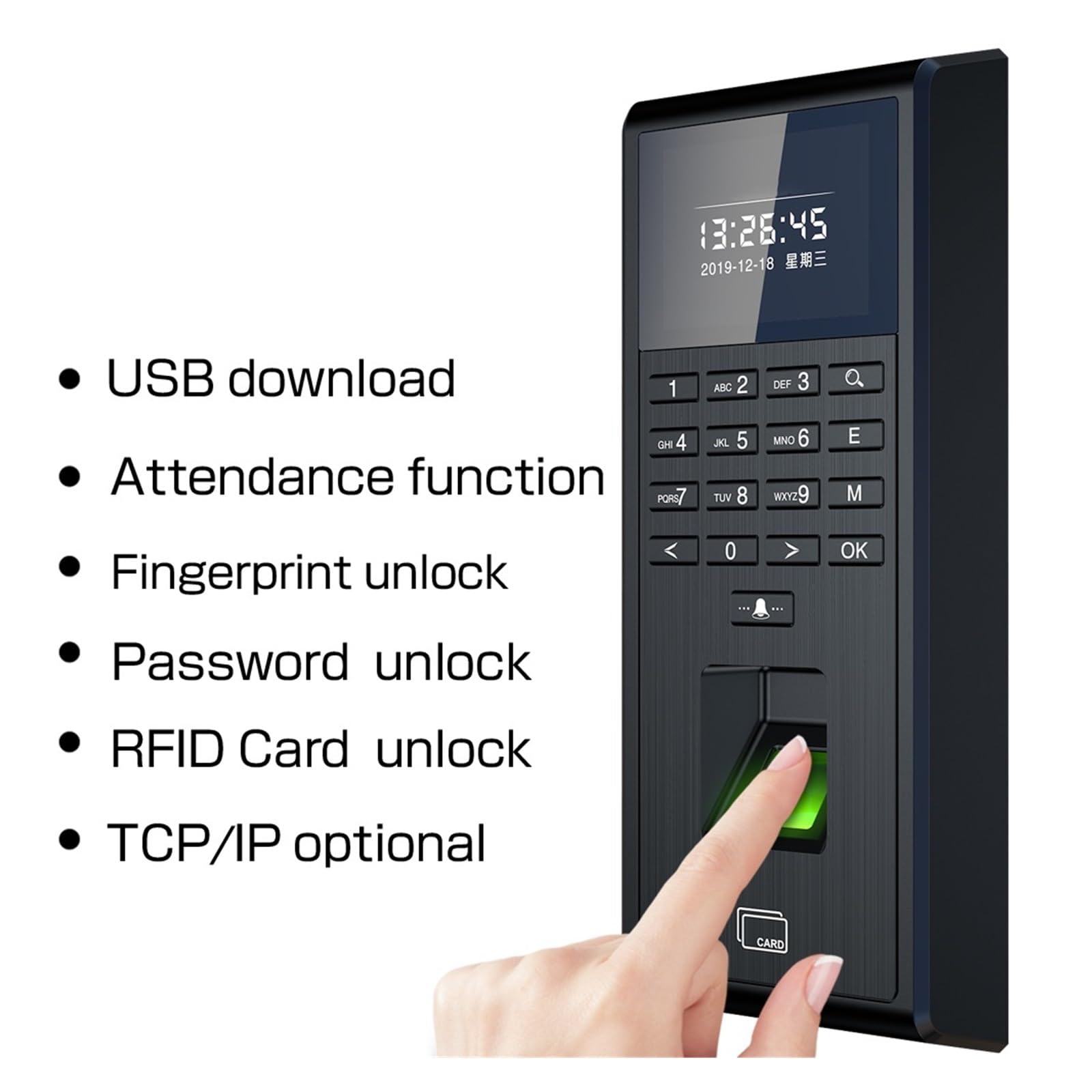 Biometrisches Fingerabdruck-Zutrittskontroll-Tastenfeld mit Zeiterfassung for Zutrittskontrollsystem,Erhöhte Sicherheit(F601-ID with Network)