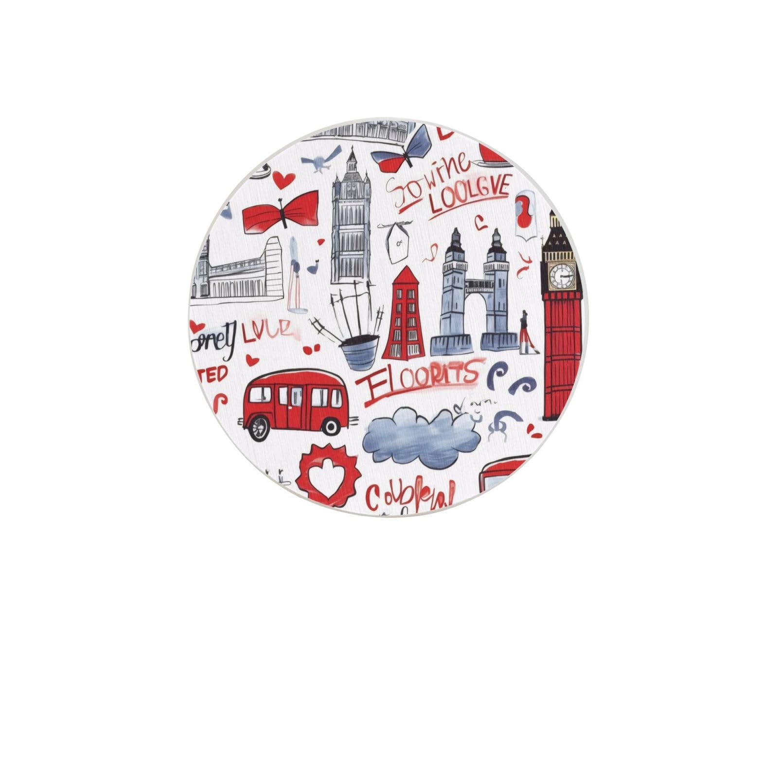 London Absorbent Drink Coasters Diatomaceous Round Coaster 4 Inch Reusable Cup Coasters Set 4pc