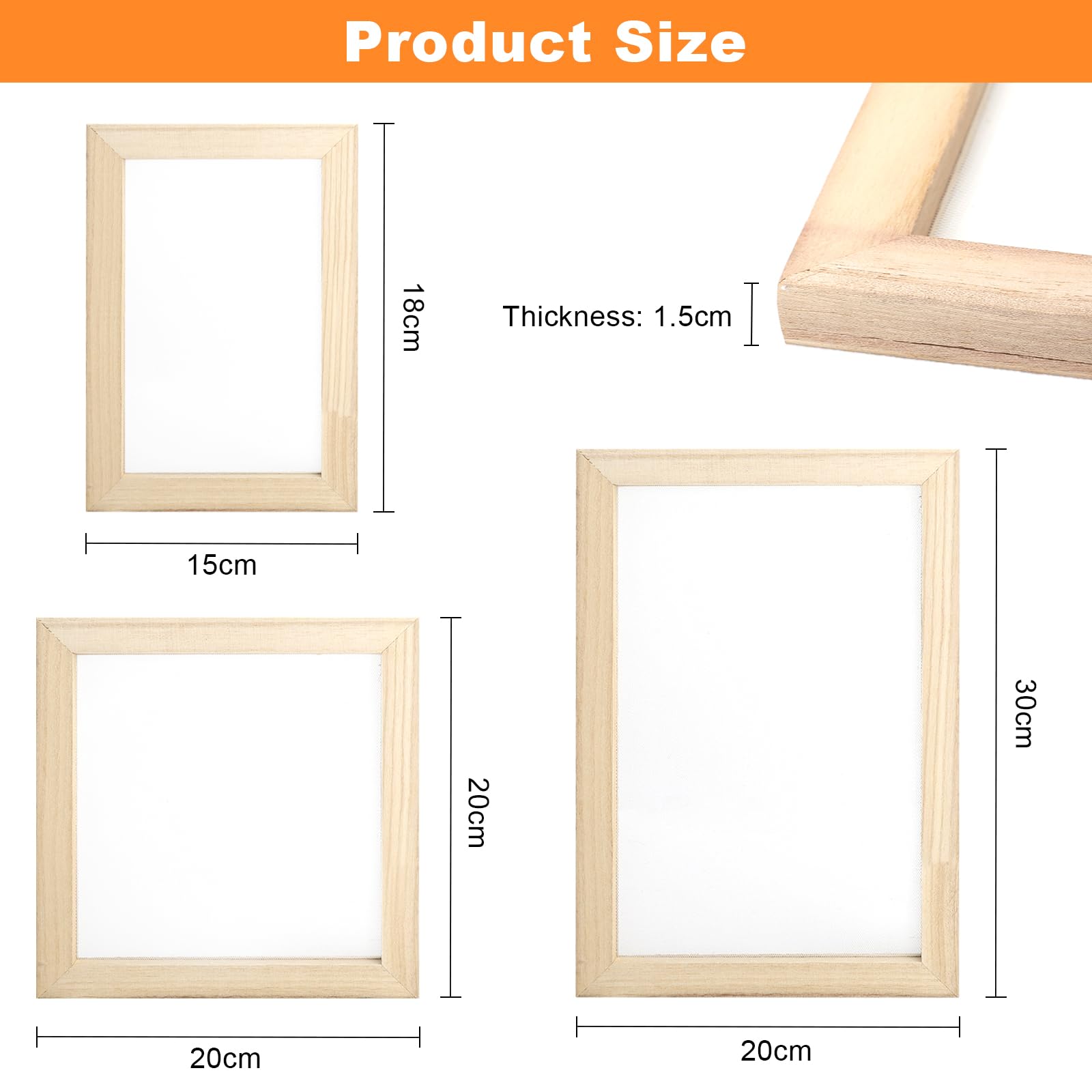 3PCS marcos para fabricación de papel en madera set papel artesanal con bastidor y tamiz herramienta para hacer papel reciclado diy manualidades talleres y enseñanza marco para fabricar papel