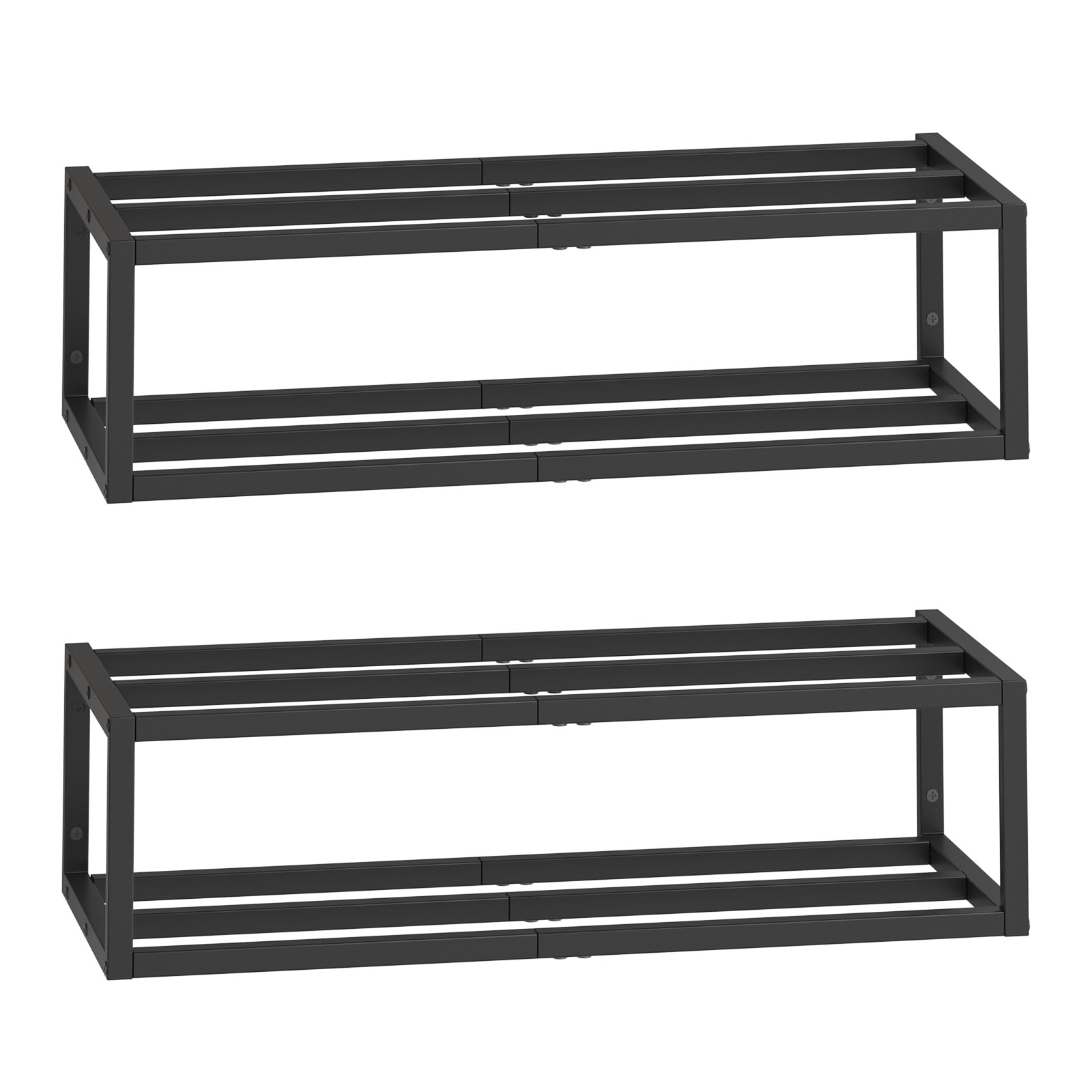 HOOBRO Scaffali da Parete per Scarpe, Set di 2 Porta Scarpe a Muro in Metallo, Compatto, per 12-16 Paia, Scarpiera da Parete per Ingresso, Armadio, Piccoli Spazi, Nero EBK44XJP201