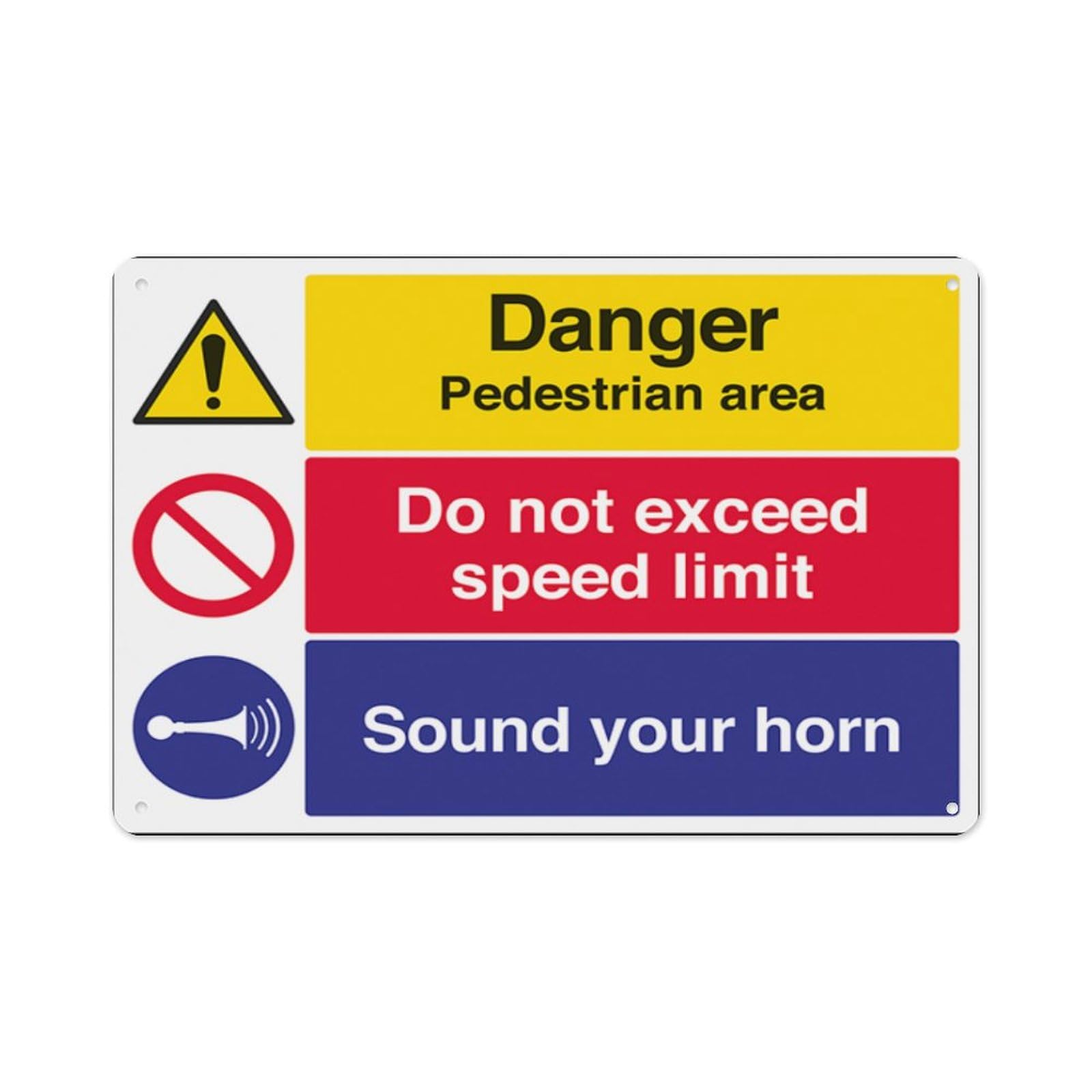 peiyeety Pedestrian Area Speed Limit Sound Your Horn Aluminum Tin Warning Signs For Home Outdoor Garden 8X12 Inches