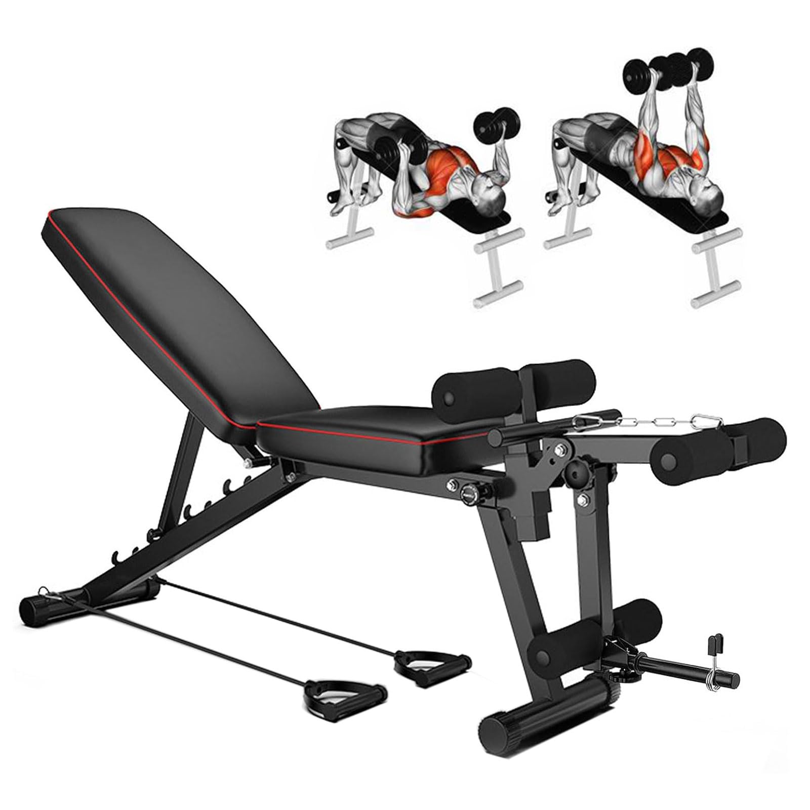 Panca Palestra, Panca Addominali Casa, Panca Pesi con Schienale Regolabile in 5 direzioni, Pancas Piana Adatto per Casa e Palestra, Attrezzi PalestraBlack,48 * 162 * 111CM