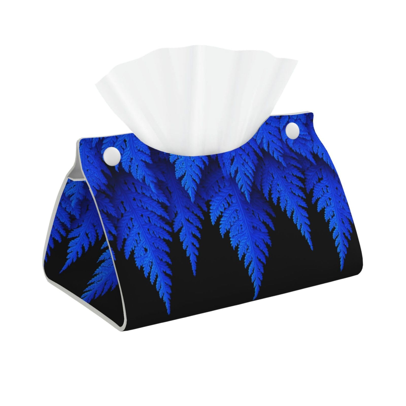 Blue Color and Tropical Leaves Tissue Box Cover Rectangle Pu Leather Tissue Box Holder for Car Bathroom Bedroom Desk Tabletop Decor