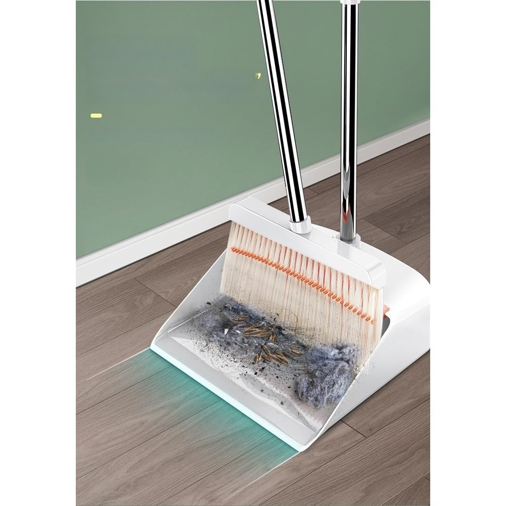 Kit di scopa e paletta ergonomici con setole dense per spazzare gli