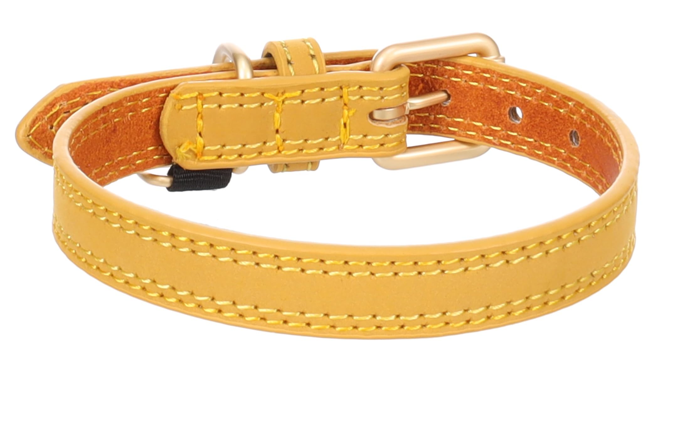 Collier pour chien Virginia en cuir ajustable jaune anti-fuite
