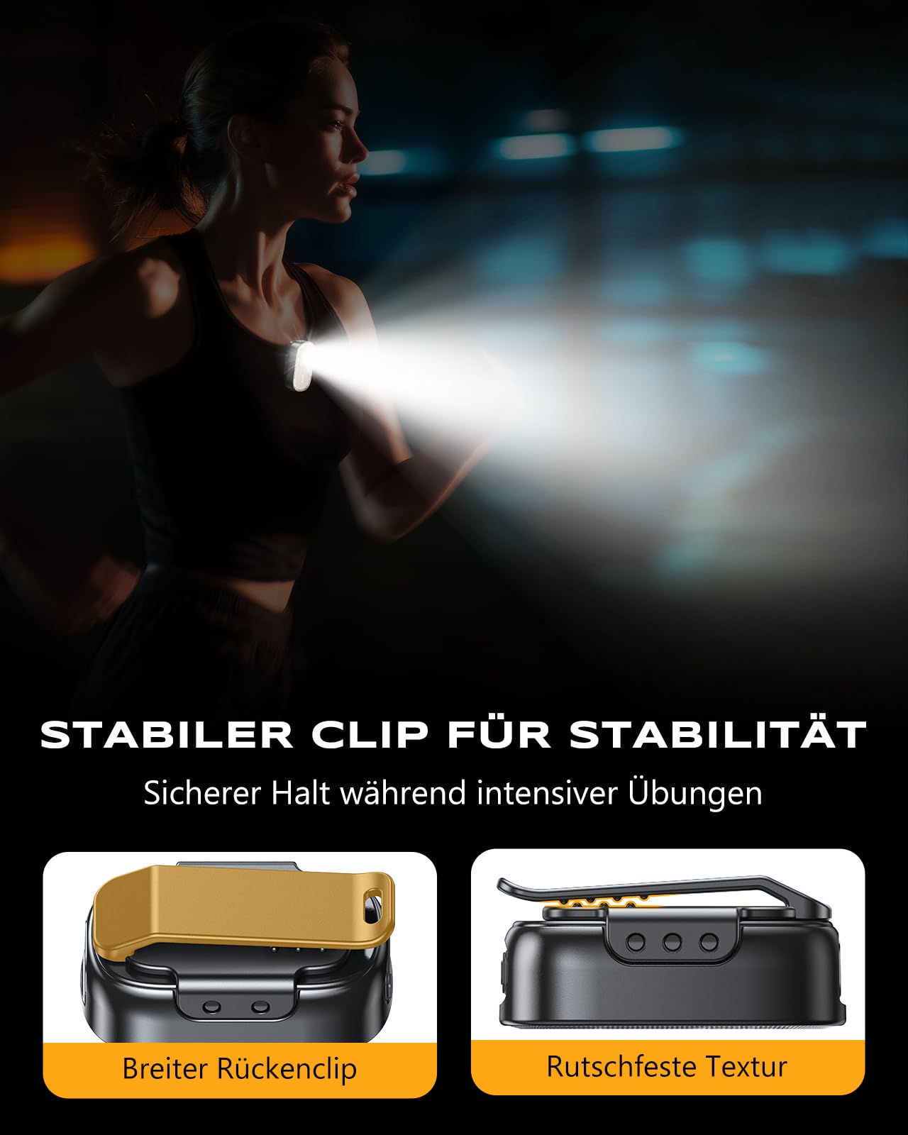 CIRYCASE 500LM EDC Mini Taschenlampe, 10 Modi Clip Lampe mit Spot & Flutlicht, USB-C Wiederaufladbar &IP65 Wasserdichte Tauchlampe Flashlight, LED Lauflicht für Joggen, Camping, Notfall, Running Light