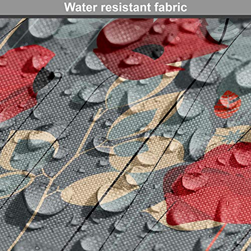 Image of Ambesonne Blue Fabric by The Yard, Abstract Floral Pattern with Paisley Influences Ornate Curls Swirled Leaves, Decorative Fabric for Upholstery and Home Accents, 1 Yard, Blue Orange Coral