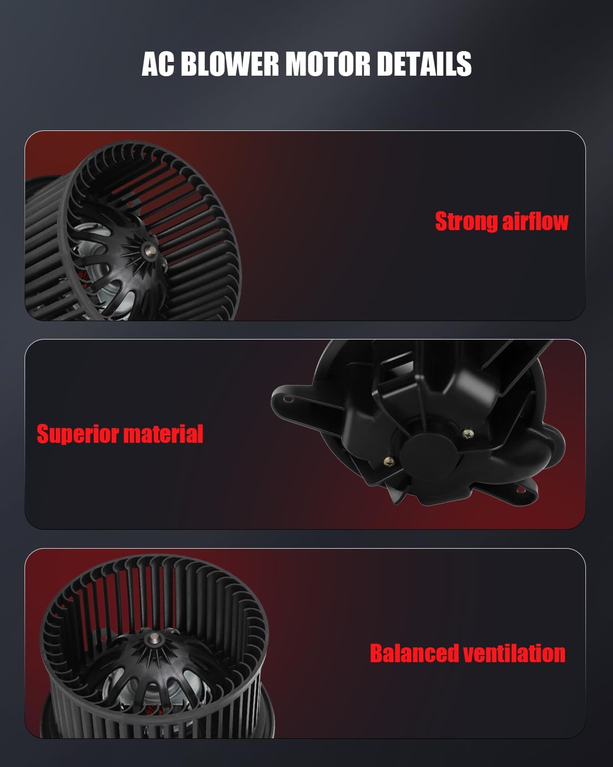AC Heater Blower Motor Compatible for Jeep for Wrangler 1997-2001 for Jeep for Cherokee 1997-2001, HVAC Blower Motor Assembly Replace# 4886150AA