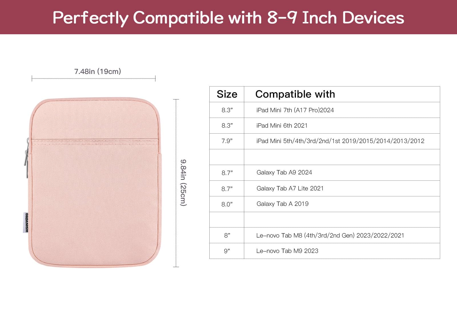 TiMOVO 8-9 Pouces Housse pour Tablette pour Tout Nouvel iPad Mini 7 (A17 Pro, 2024), iPad Mini 6 (8,3-Pouces, 2021), iPad Mini 5/4/3/2/1, Sac de Protection avec Multiples Poches, Gris Foncé