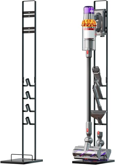 vhbw Stojak jako stabilny uchwyt, akcesoria do odkurzacza akumulatorowego Dyson V15 Detect Absolute, Detect Complete V12 slim, V11, V10, V8, V7, V6, z uchwytem na mopa, ciemnoszary