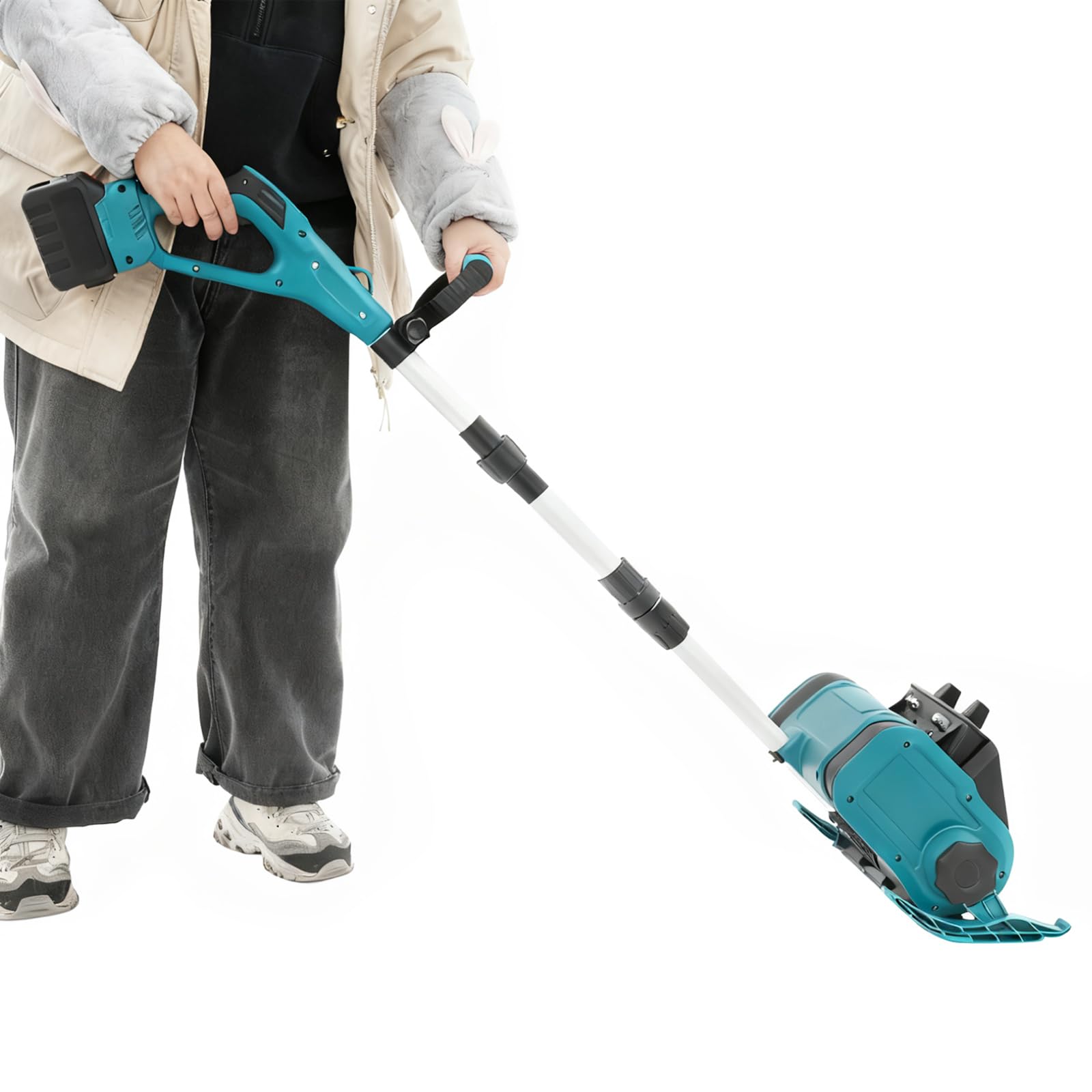 Elektrische Schneeschaufel 500W Bürstenloser Motor Akku Schneefräse 28cm Räumbreite mit 2X 1500mAh Akkus & Teleskopstange Leistungsstarke Schneefräse für schnelles Räumen bis 8m Wurfweite