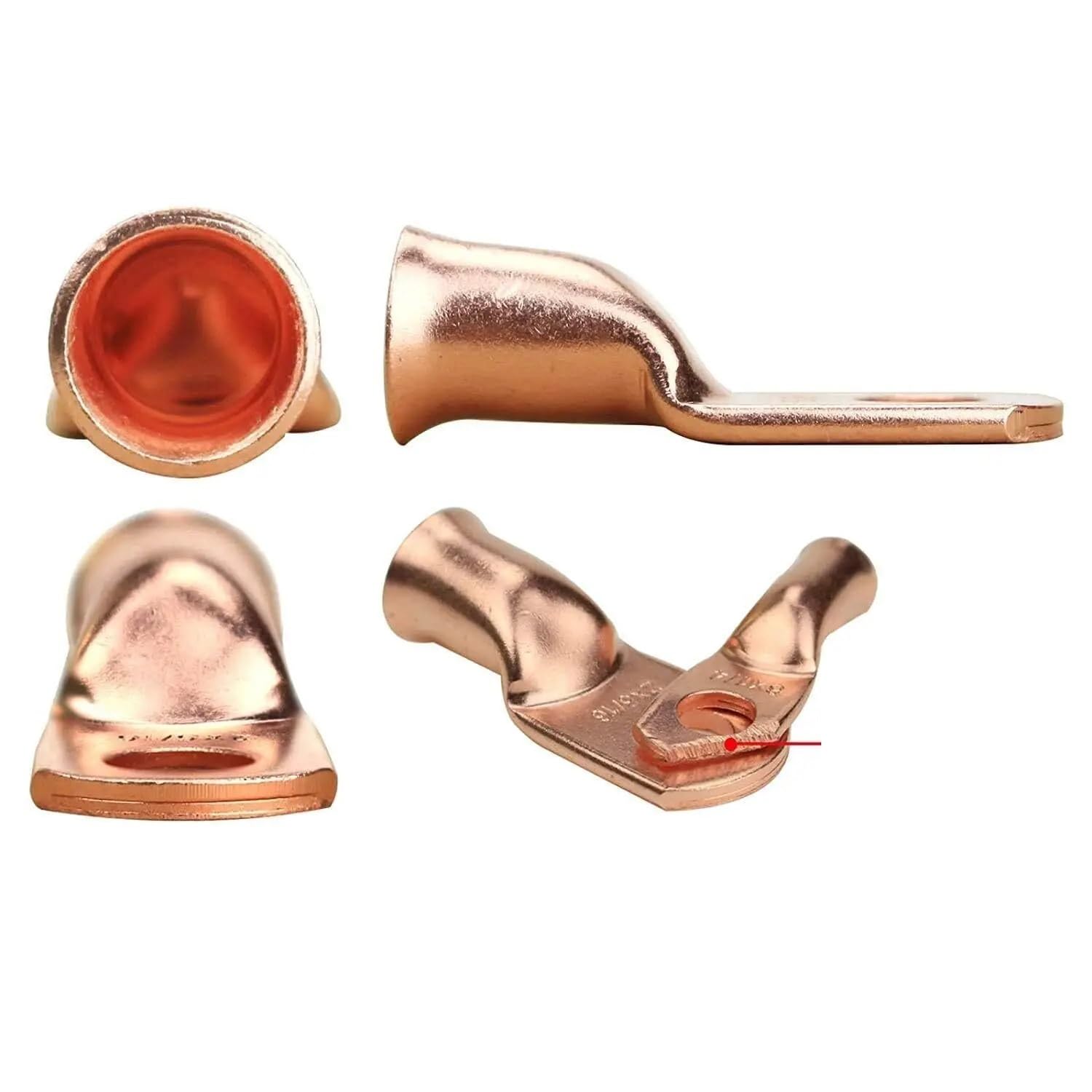 AARTERZZA 10PCS Copper Cable Lugs 0-8AWG M8/M10 Connectors Electrical Wire Crimp/Welding Terminals(2AWG,M10)