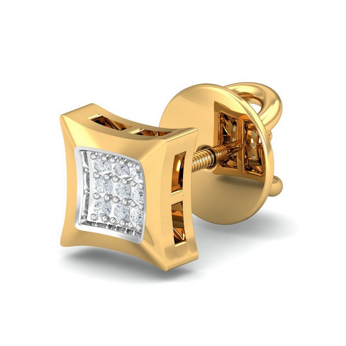 14K (585) Yellow Gold and Diamond Barnard Men's Ear Stud (1 Piece)-image-21