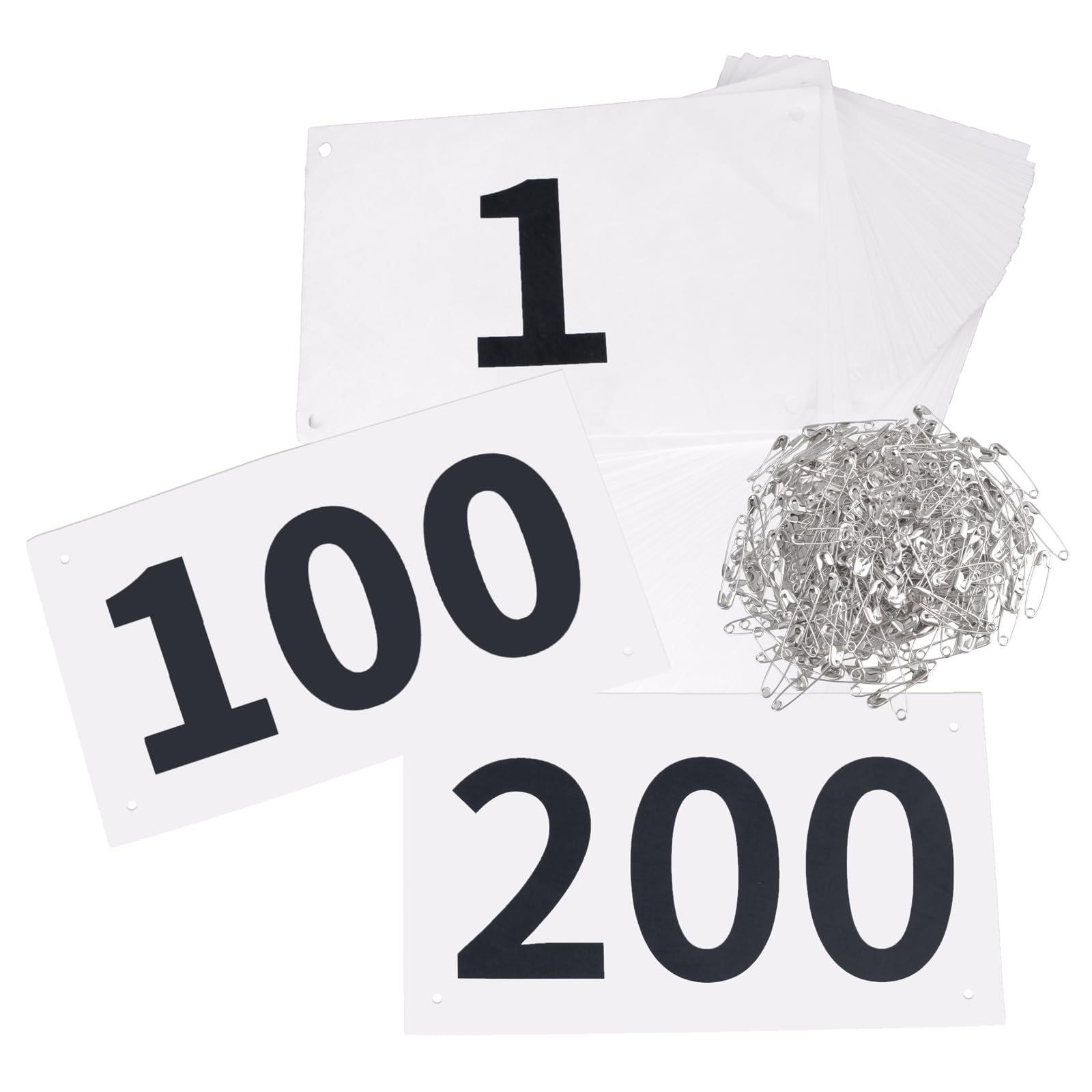 TRIWONDER Tyvek Running Bib Competitor Numbers with Safety Pins, Running Numbers Paper Tags 1-500, Tearproof and Waterproof 4 x 7 Inches for Marathon Races and Events Sports Games (1-200)