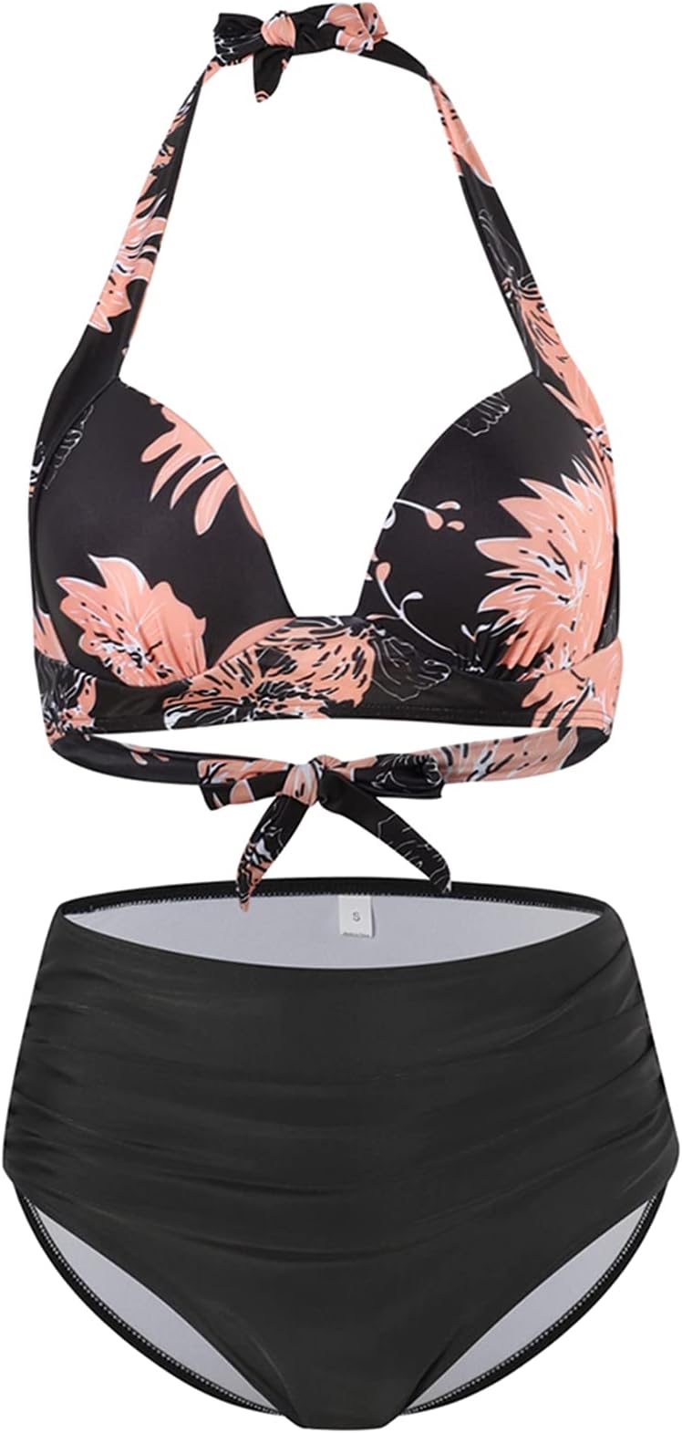 Women High Waisted Bikini Set Printed/Solid Swimsuit Tummy Control Bikini Bathing Suits Two Piece Swimwear Set