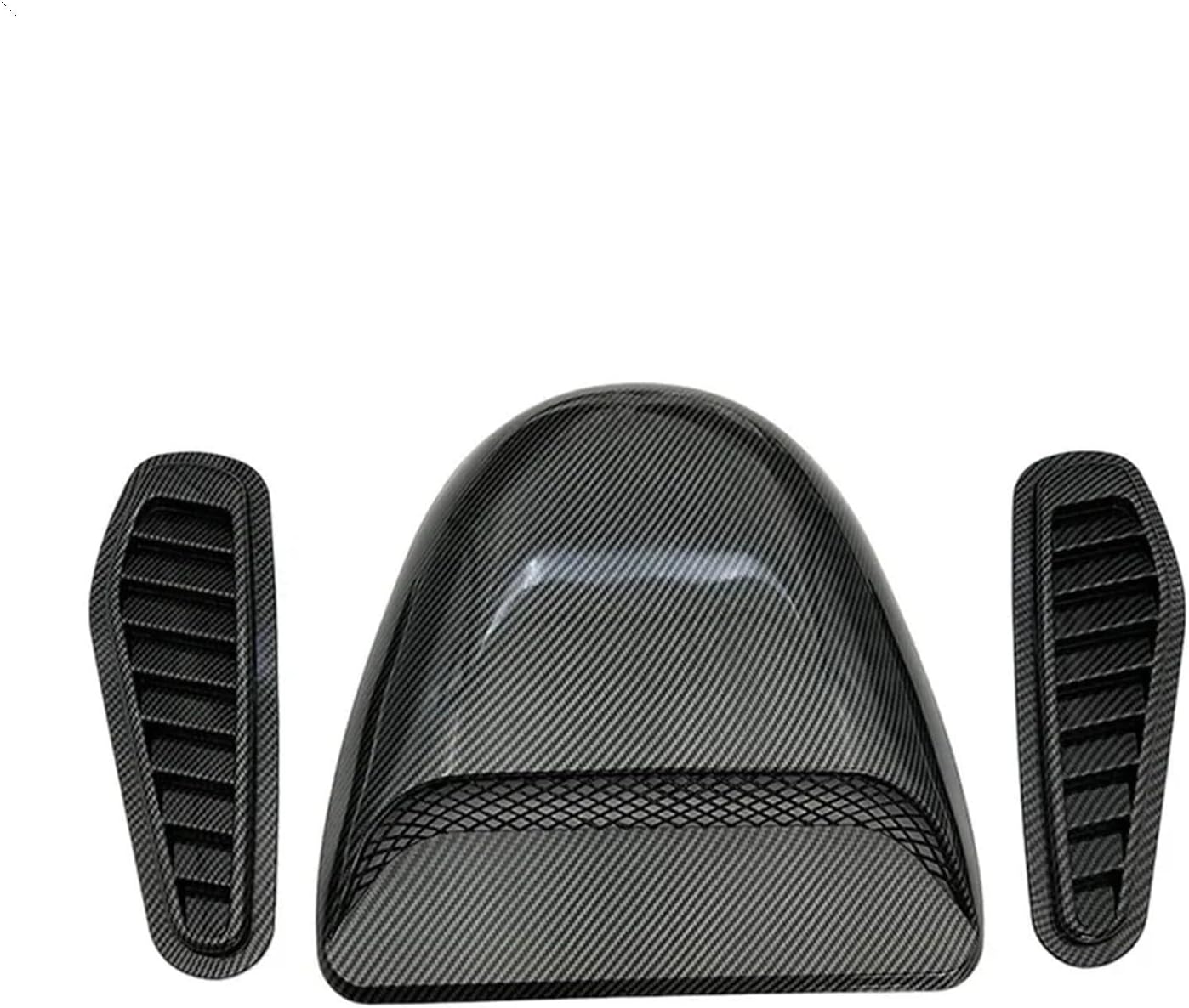 Car Hood Scoop Decorative Cover Universal Auto Airflow Tuning Bonnet Vent Sticker Modification Accessory(3pcs Carbon Fiber)