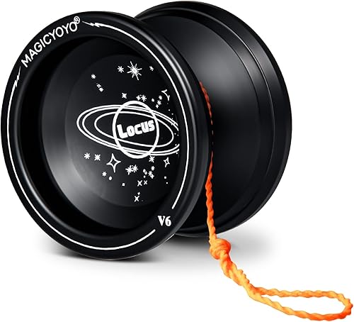 Miniatura 2 de MAGICYOYO Responsive V6 - Logotipo de estrella YoYo de aleación de aluminio negro para niños principiantes con bolsa de almacenamiento Yoyo, 12