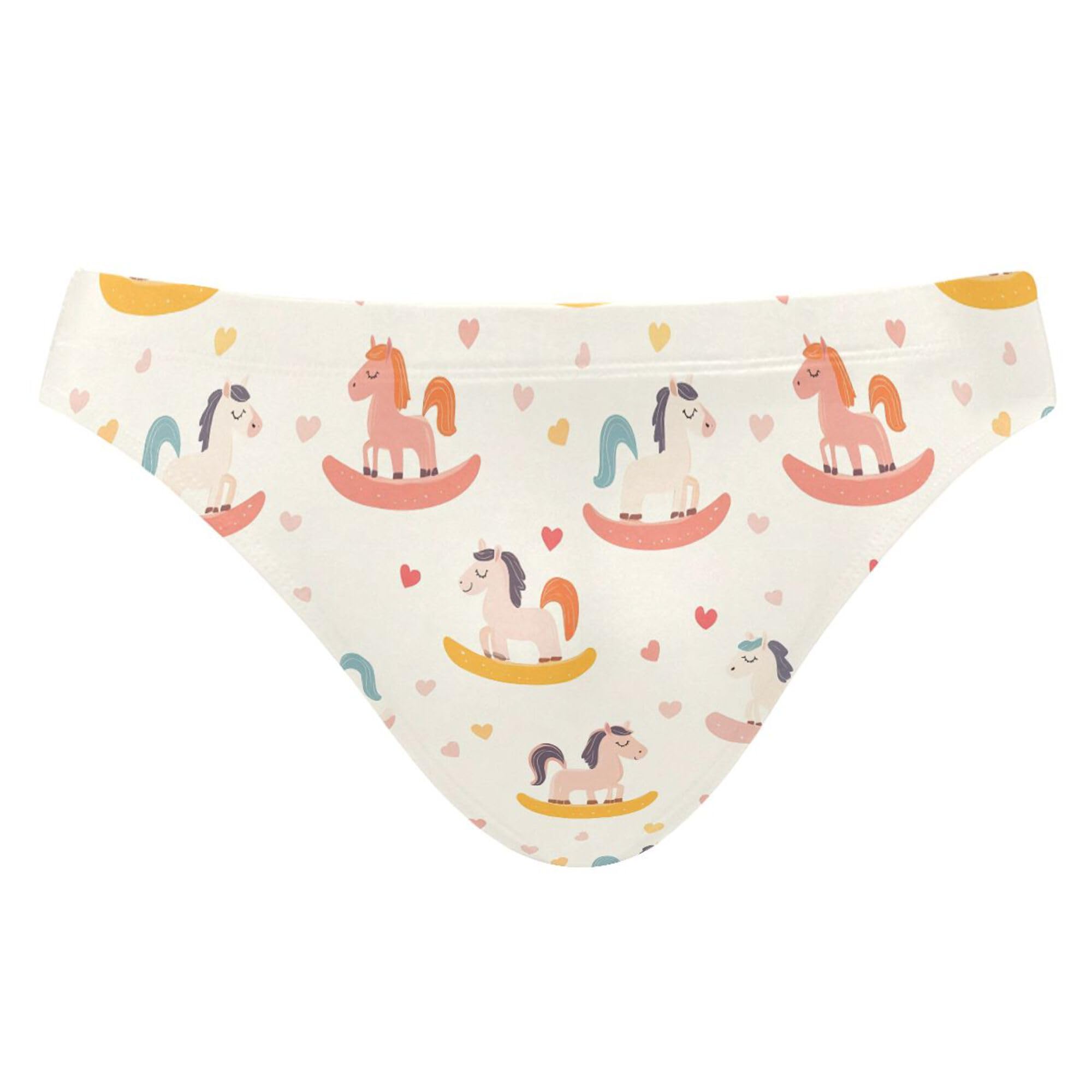 Cute Wooden Horse Mens Swimwear Swim Briefs Bikini Swimsuit for Summer Beach L B0404635