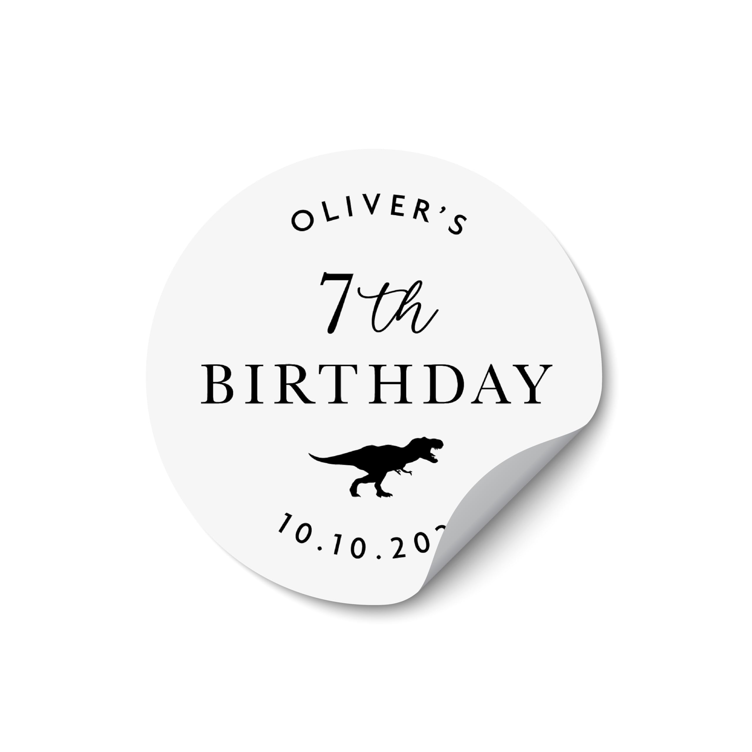 Dinosaur Birthday Sticker Labels, Birthday Labels for Favors, Personalised Birthday Tag Sticker Sheet, Kids Birthday Sticker Sheet with Name - BD36