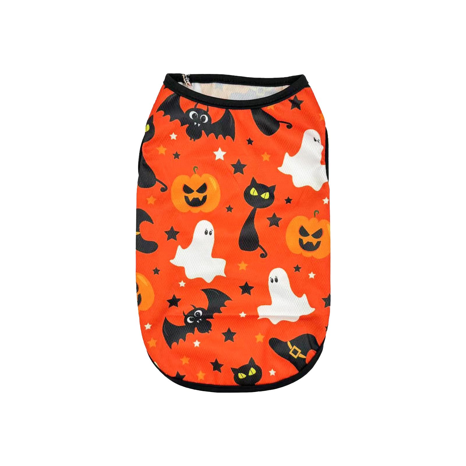Vavious Dog & Cat Halloween Tank Top - Orange, Small