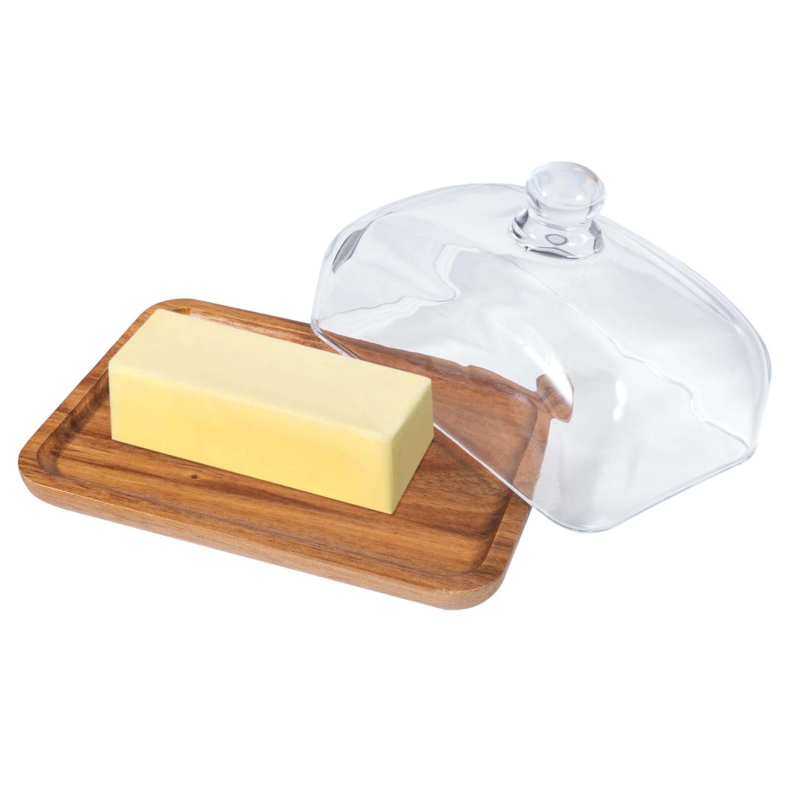 CROWNSHOP Butter Dish 8X12X10cm Butter Dish with Lid Glass Kitchen Storage Butter Cheese Keeper Holder Container for Butter Block of Cream Cheese& Serving Dish