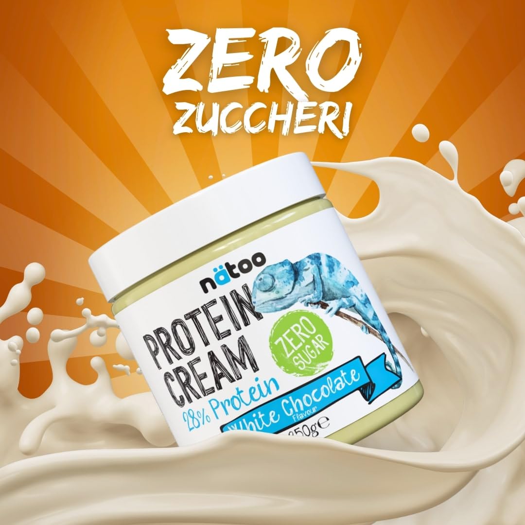 NÄTOO Crema Proteica senza Zucchero, 3x250g, 28% di Proteine, Keto Diet, Crema Spalmabile Senza Zucchero, Ideali come Dieta Chetogenica Prodotti, Cioccolato Fondente, Bianco e Nocciola
