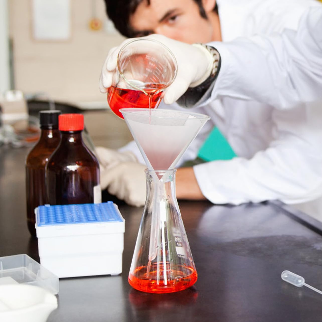 Gatuida Filtro per Applicazioni Chimiche 100 Pezzi Ritenzione Particelle Carta Qualitativa 18cm, Flusso Medio da Laboratorio ed Esperimenti